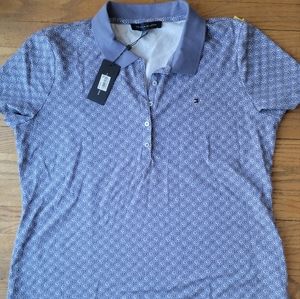 TOMMY HILFIGER NWT periwinkle women's heritage polo with flower pattern